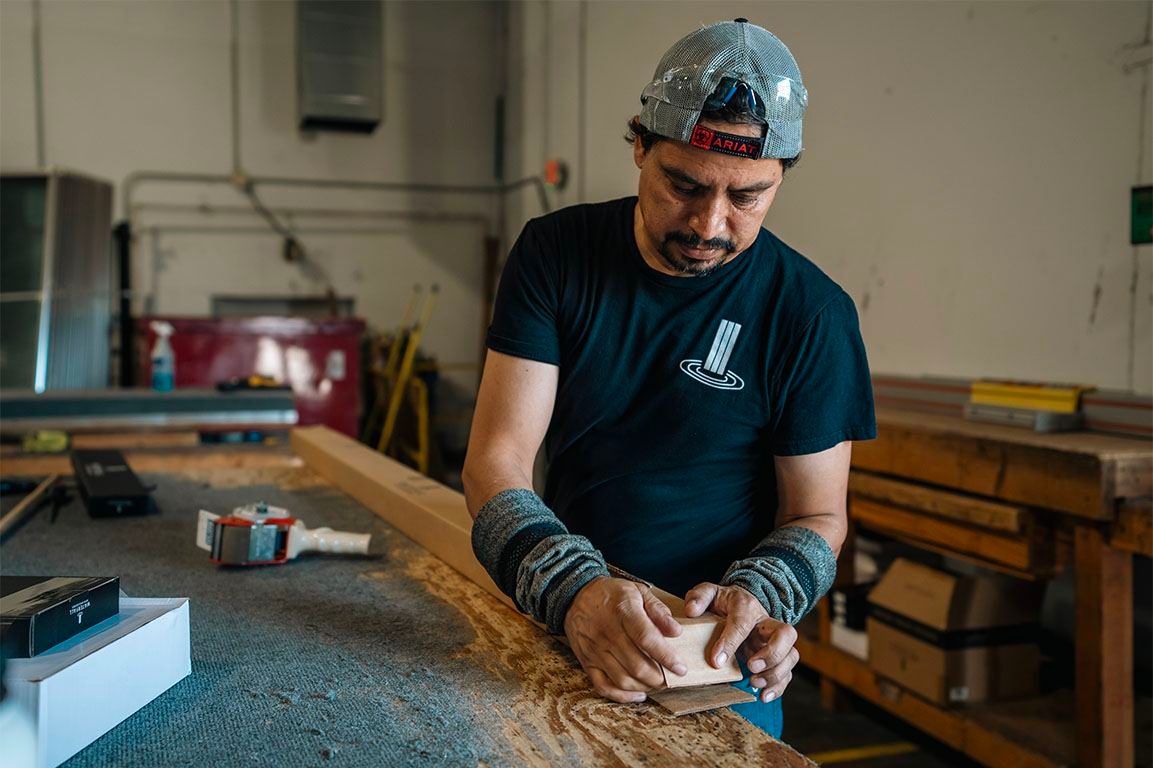 Craftsman working at a shop bench