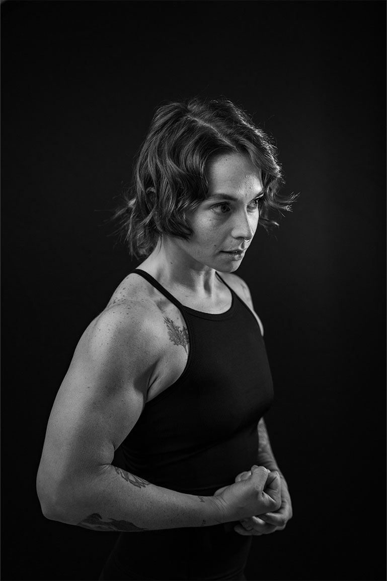 Black and white portrait of an athlete