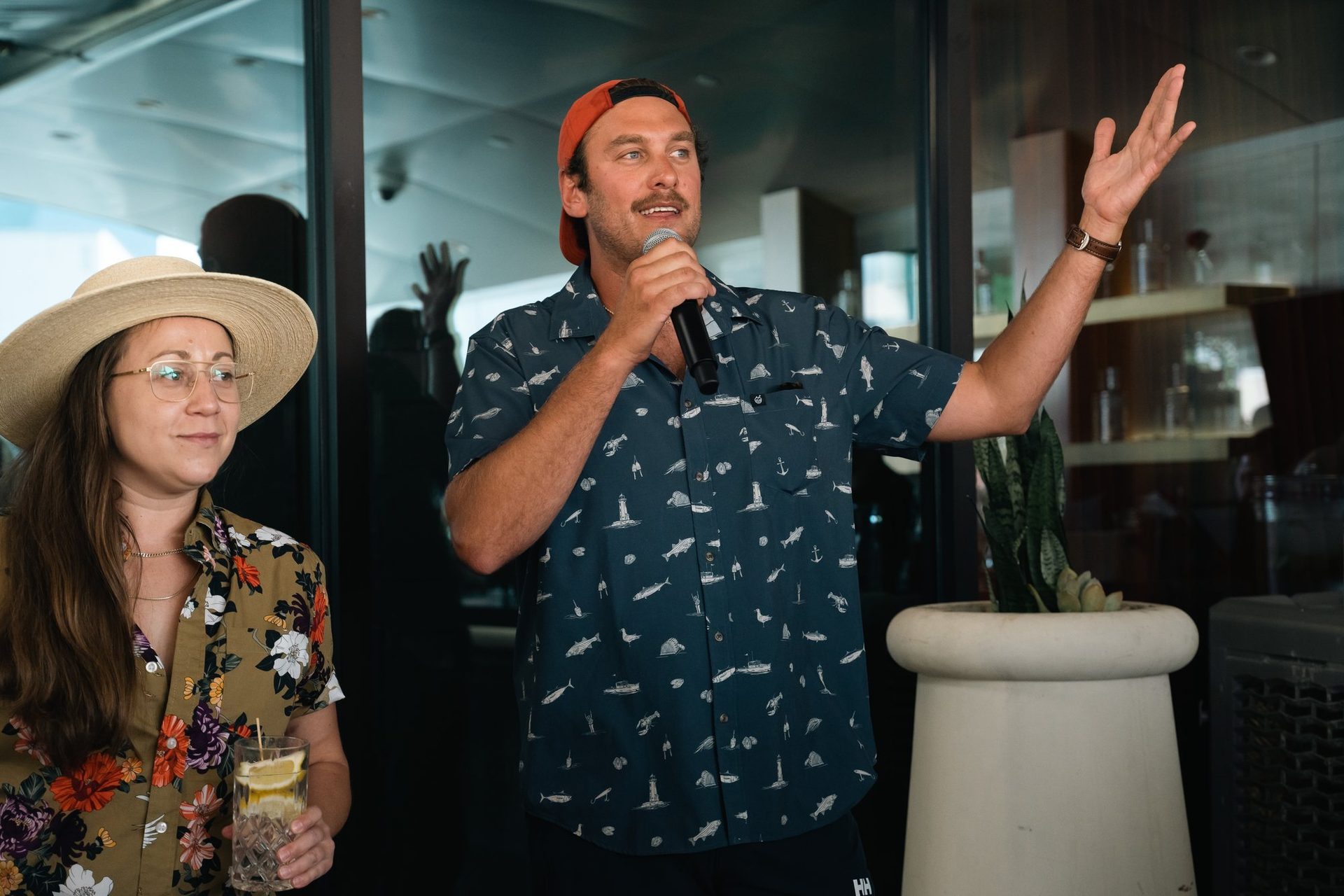 Brad Leone speaking to the crowd at Catbird