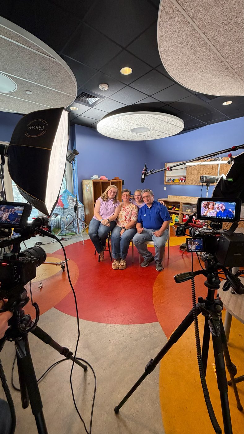 Family interview set in the playroom